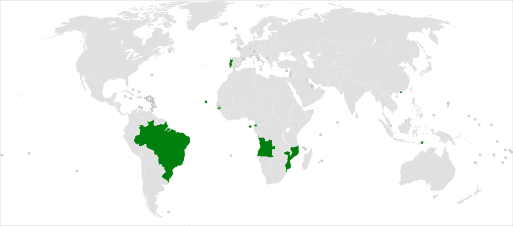 Mapa lusófono Mapa com países que tem a Língua Portuguesa como oficial pintados em verde