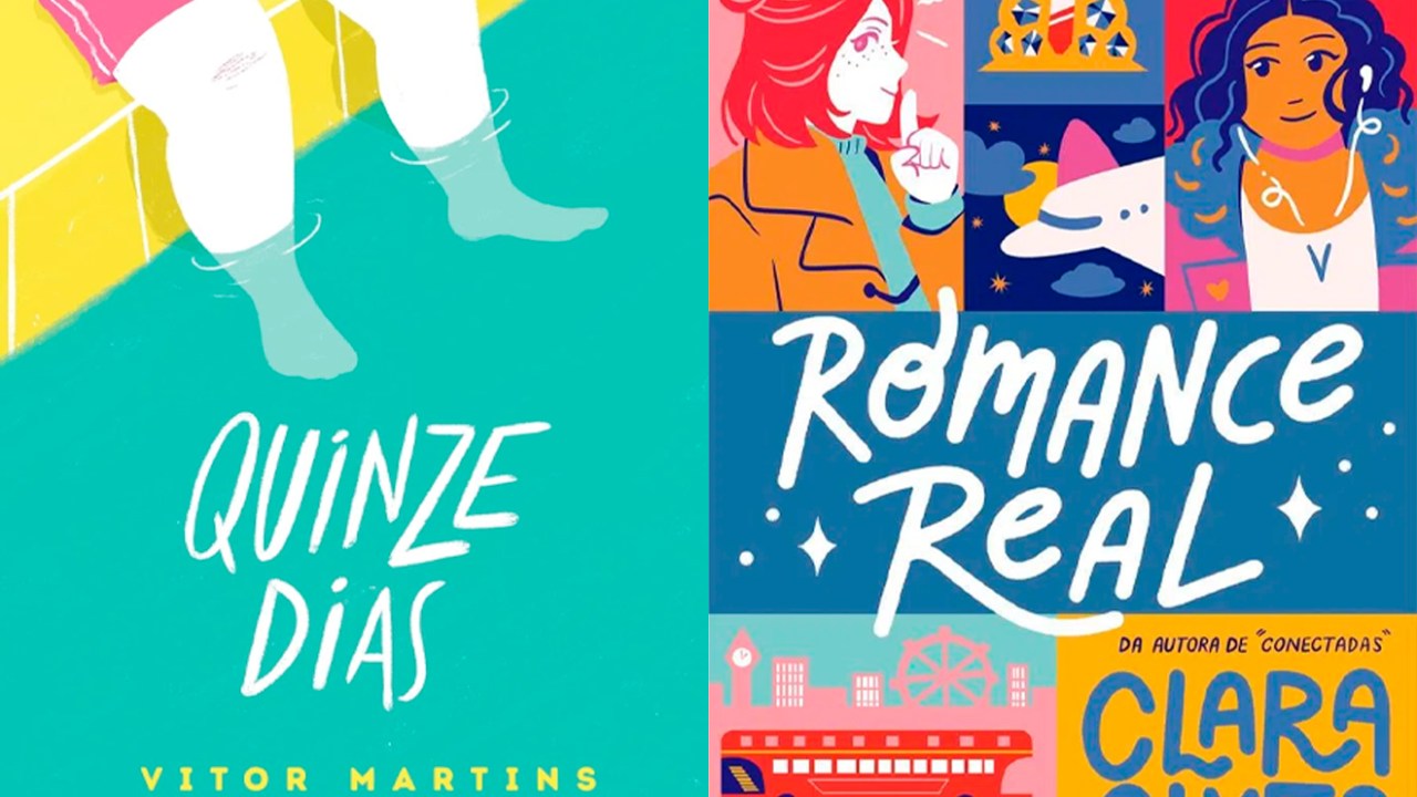 Junção das capas de 'Quinze Dias', de Vitor Martins e 'Romance Real', de Clara Alves.