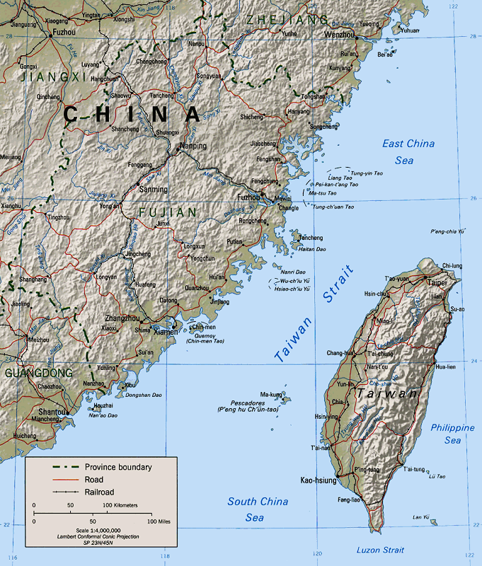 Estreito de Tawain, que separa a ilha da China continental