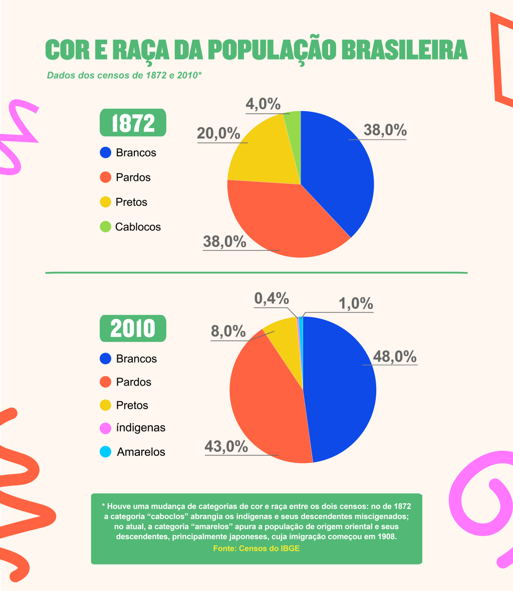 Gráfico raça no Brasil segundo o censo