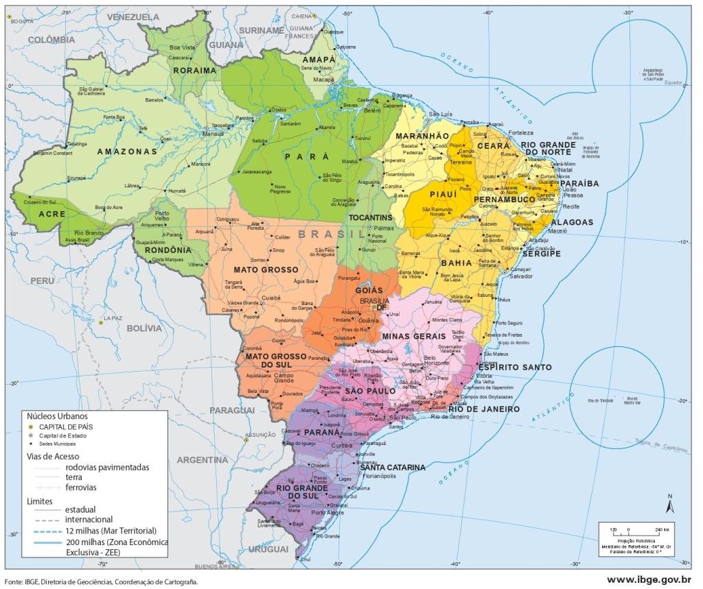 mapa político do brasil dividido por estados