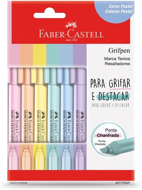 marcadores de texto pastel seis cores
