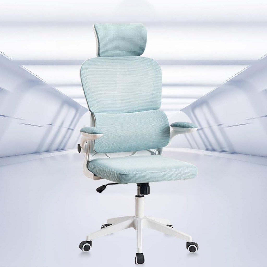 Cadeira de escritório design ergonômico com suporte lombar independente cabeça ajustável