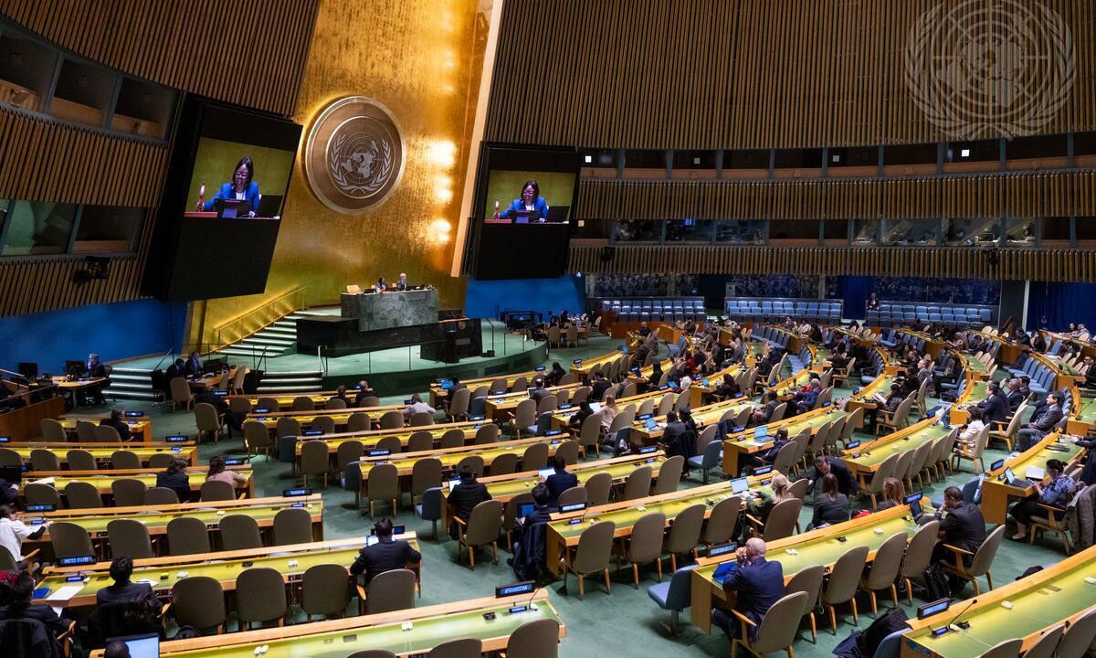 Vista de reunião da Assembleia Geral da ONU, em 26 de fevereiro de 2024, para debates sobre os Objetivos do Milênio