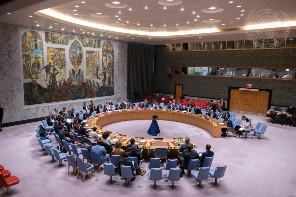 Conselho de Segurança da ONU em reunião, em 18 de maio de 2023: divergências impedem ação efetiva na Ucrânia