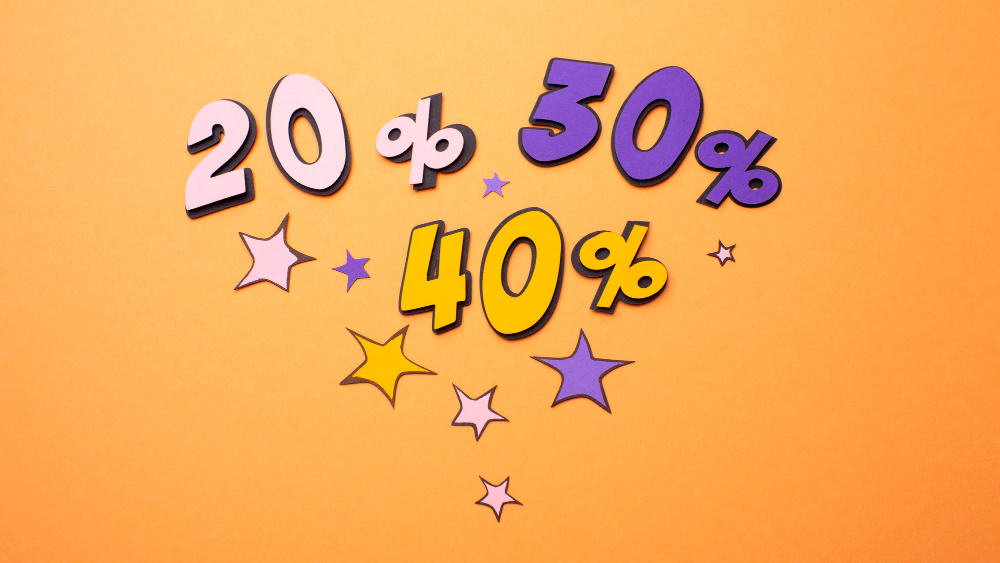 imagem com os números "20%", "30%" e "40%"