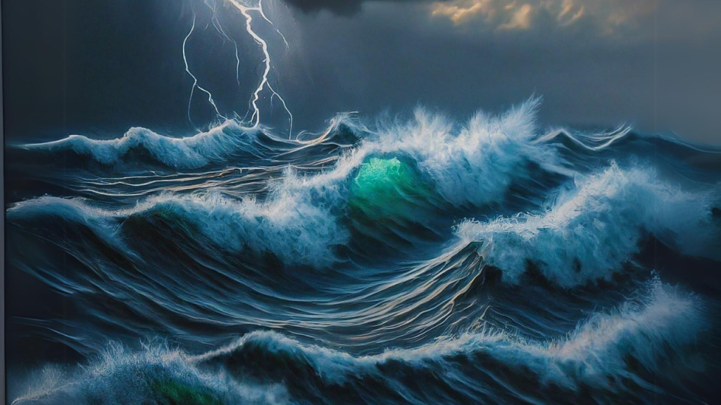 Ilustração de tempestade em alto mar