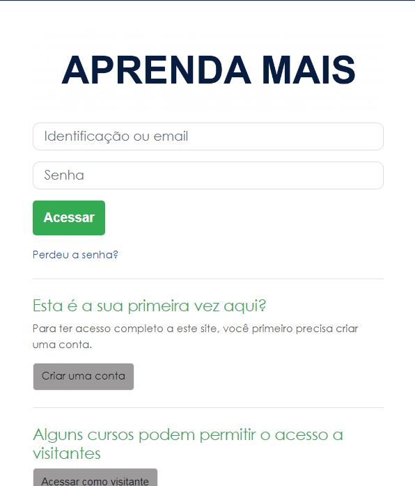 Página de login do Aprenda Mais.