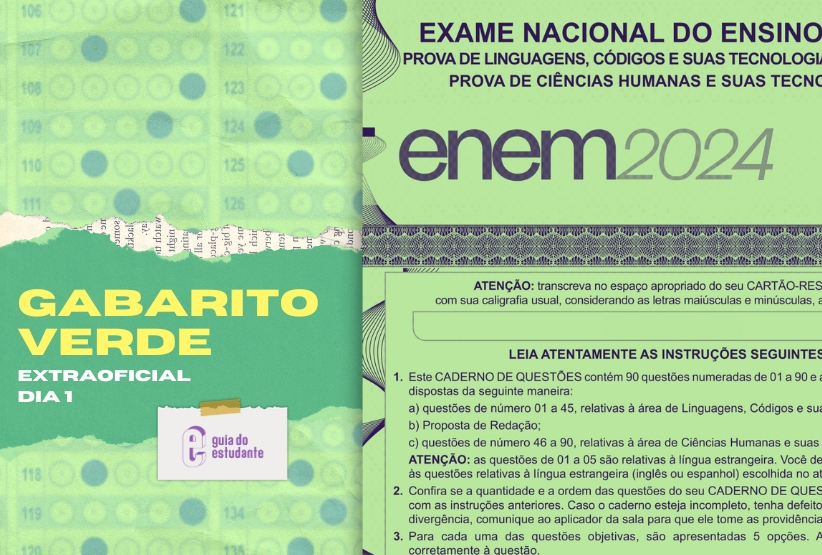 Gabarito Enem 2024 prova verde corre... Guia do Estudante