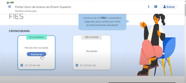 passo-a-passo-fies-1 Tela do site do Portal de Acesso Único ao Ensino Superior