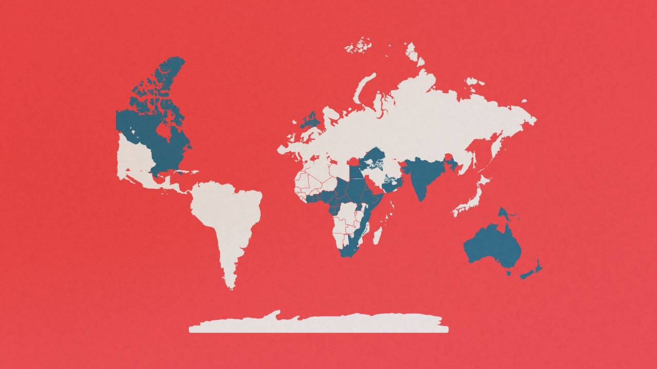 Mapa representando os países invadidos pela Inglaterra ao longo da História.