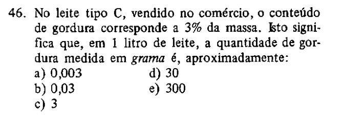 questao-46 Print da questão 46 da prova da Fuvest de 1978