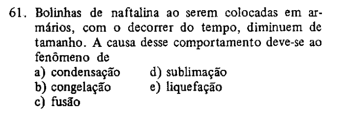 questao-61 Print da questão 61 da prova da Fuvest de 1978