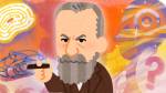 Ilustração de Freud, em meio a outros ícones visuais associados à psicologia