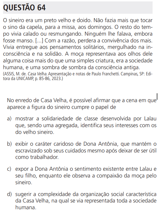 questao-64-unicamp-2026-QX Printscreen da questão 64 da prova QX da primeira fase da Unicamp 2026