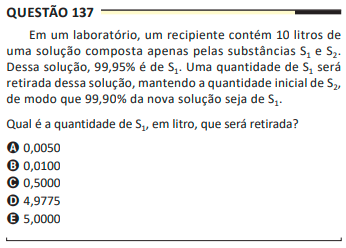 Questão 137 da prova amarela