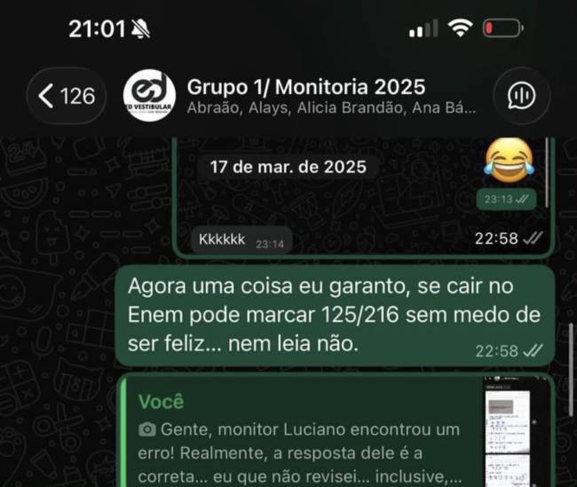 Print do grupo de Edcley