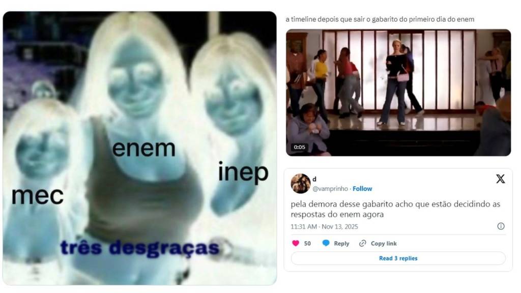 Gabarito do Enem 2025: os melhores memes sobre a demora na divulgação