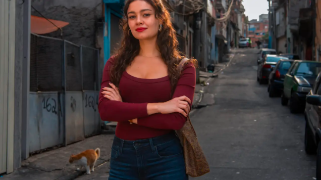 Atriz Sophie Charlotte caracterizada de Gerluce.